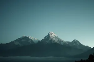 Mountain landscape with starry night sky